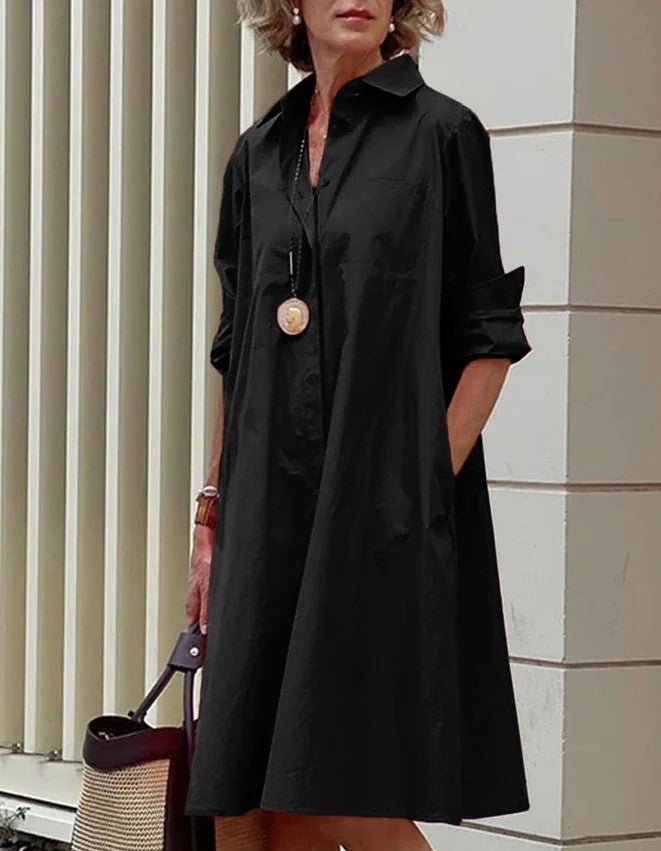 Cross-border independent station wish  splicing contrasting color European and American women's clothing casual temperament cardigan dress