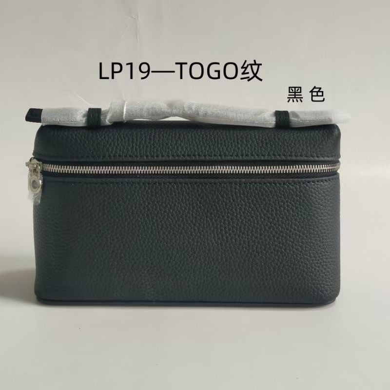 Lp19 genuine leather lunch box bag new arrival gigi same style kelly bag pebbled cowhide satchel bag simple shoulder bag for women