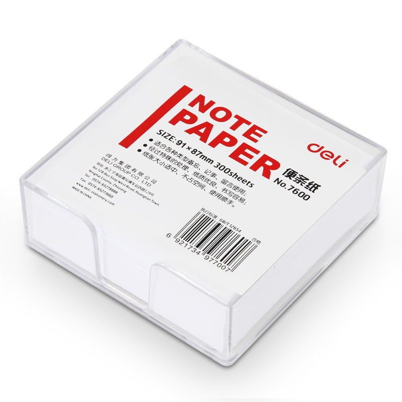 Deli sticky note paper 7600 with box sticky note paper/note white paper, easy to take, specification 91 * 87mm/300 sheets
