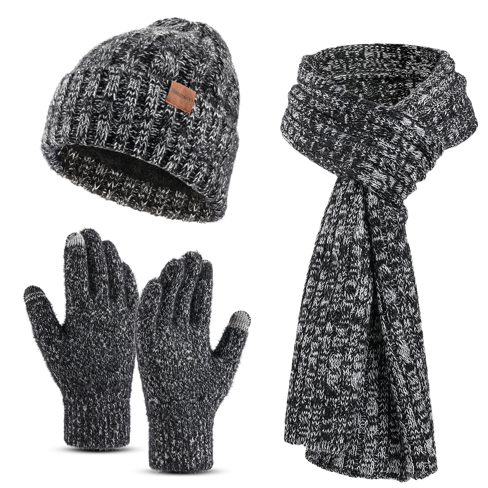 Cross-border knitted hat, scarf, gloves three-piece set, adult autumn and winter cold-proof and warm hat, scarf gift box set