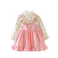 Girls' spring/autumn outfit set,  new korean style, kids' corduroy suspender skirt with matching top, faux two-piece set for little girls