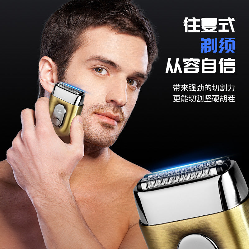 Men's electric shaver - digital display, mini reciprocating, magnetic attachment, triple blade head, portable alloy razor - cross-border wholesale