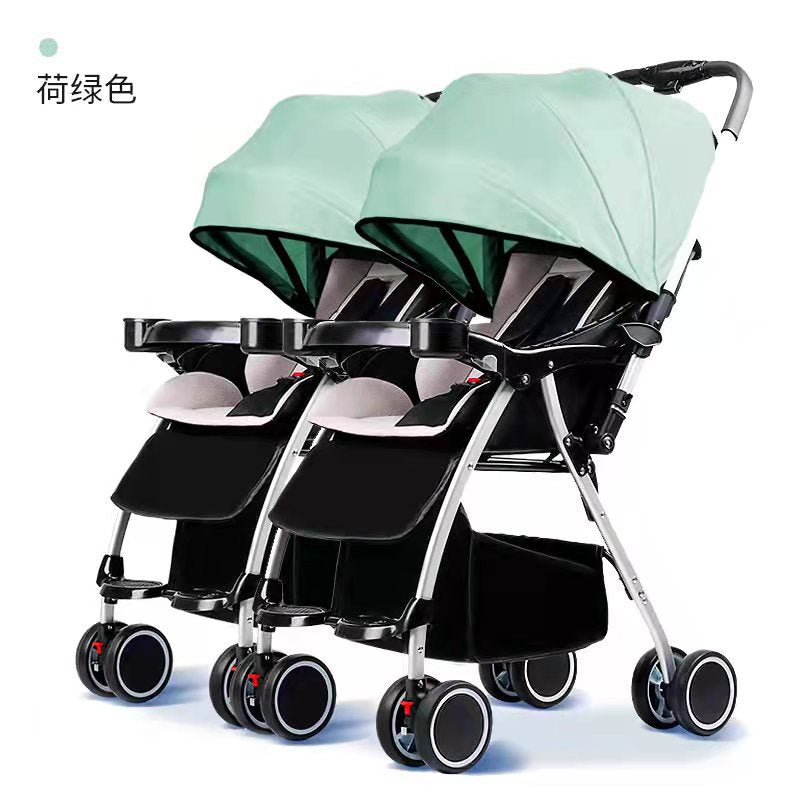 Wholesale double stroller: lightweight, high-view, convertible (sitting/reclining), detachable, foldable, twin baby pram