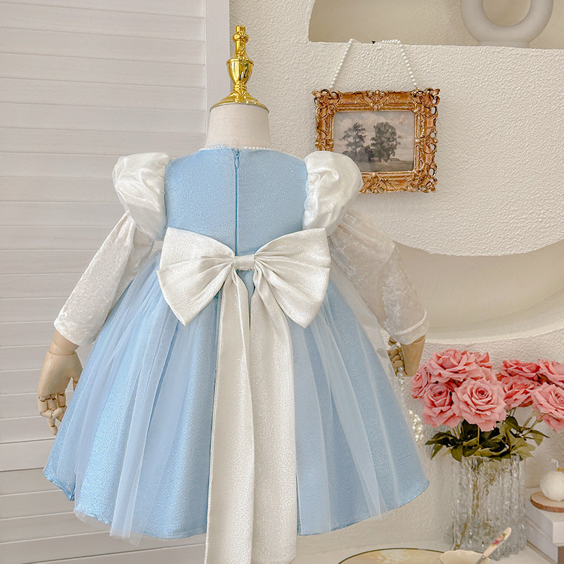 Girls' dress  autumn new arrival rabbit dress bow princess dress birthday dress princess style