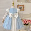 Girls' dress  spring new collection: snow white couture gown with oversized bow and exquisite embroidery