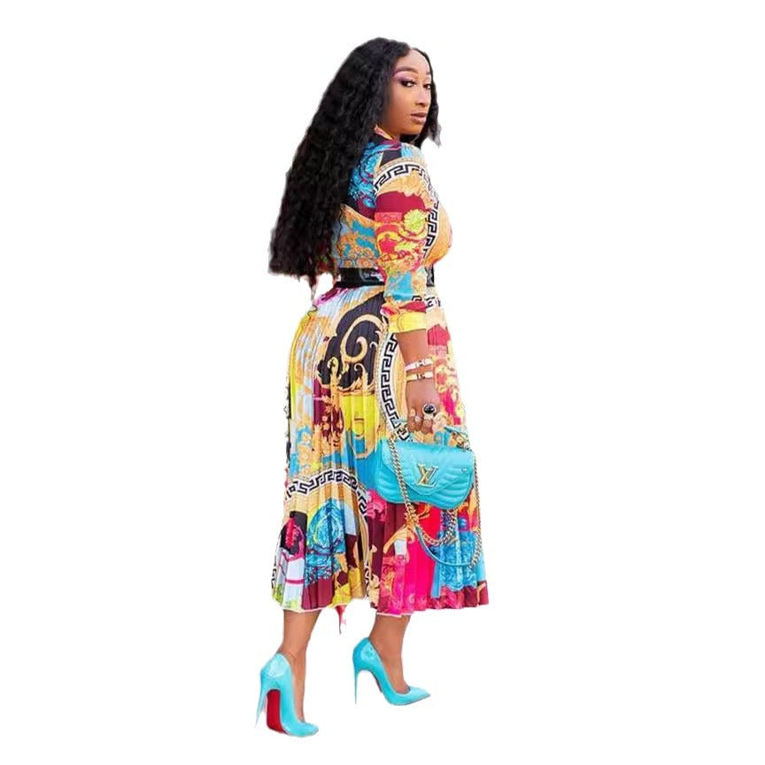 spring/summer new arrival: african print midi dress with bow collar and three-quarter sleeves - plus size women's clothing