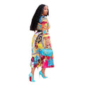 spring/summer new arrival: african print midi dress with bow collar and three-quarter sleeves - plus size women's clothing