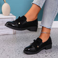 slip-on loafers women's autumn bow chunky heel plus size single shoes 43 red