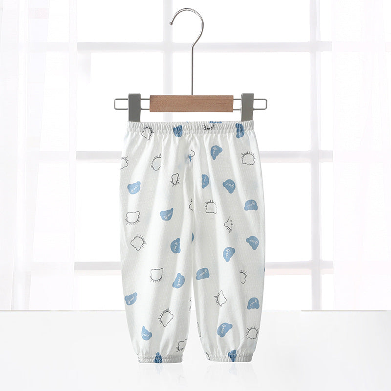 Baby pants summer boys and girls anti-mosquito pants thin baby pure cotton bloomers lightweight breathable cartoon printing pants
