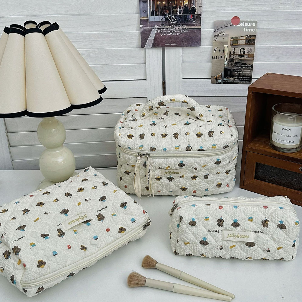Rustic floral makeup bag - large capacity cosmetic organizer, portable handheld toiletry bag, makeup pouch for students