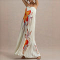 Independent station new arrival cross-border fashionexportprintingtube toploose heavy industry pleated long frenchdress