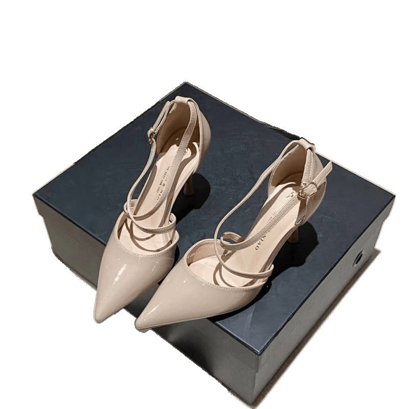 2025 summer new arrivals: sexy pointed-toe, versatile criss-cross strap, low-cut, closed-toe, buckled, hollow-out high heel sandals