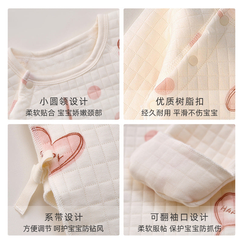 Babibele newborn clothes half back clothes pure cottonintimatesspring & fall single piece three-layer heattechtops baby monk clothes