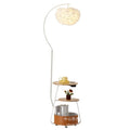 Cream style double layer storage fishing floor lamp gentle white feather lampshade living room sofa side lamp