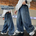 Boys' jeans - autumn collection, scimitar style, korean fashion, new spring/autumn styles, mid-to-large size, stylish wide-leg trousers for kids