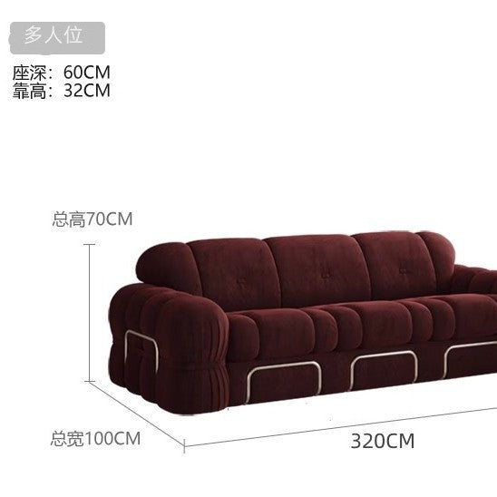 Nordic light luxury retro steel tooth velvet fabric sofa italian medieval style house living room small apartment three-seater