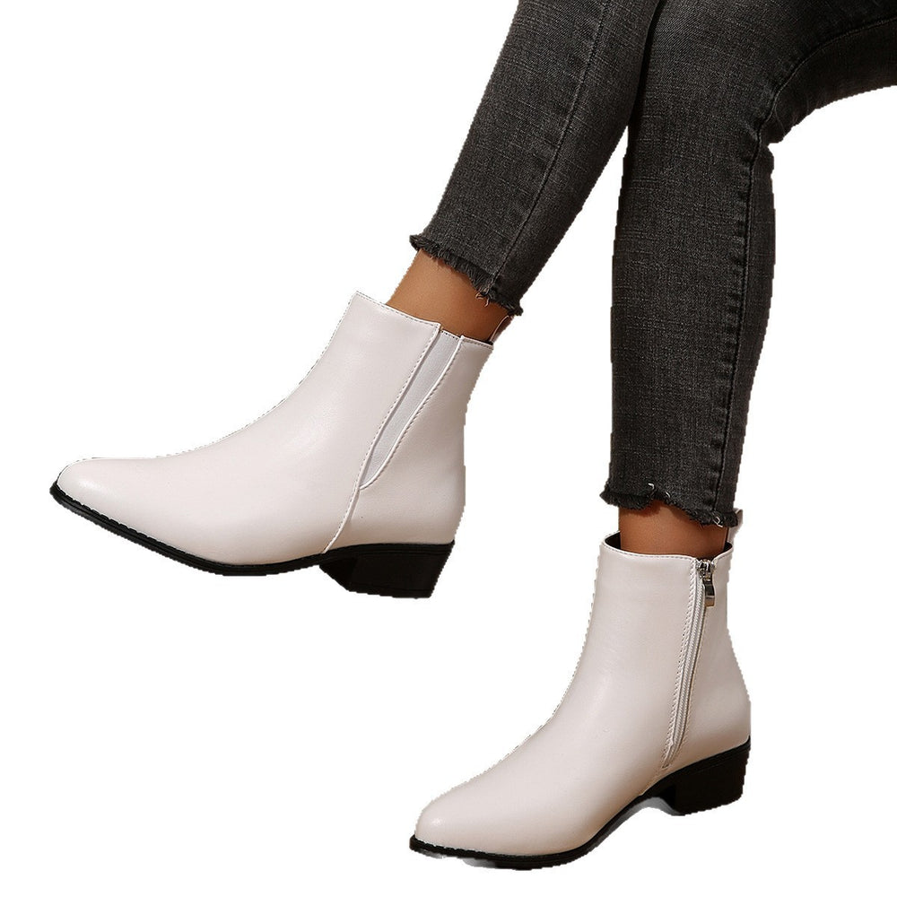 Exportplus size short boots for women fall and winternew arrival pointed toe side zipper cross-border fashionfashionboots women's leather boots