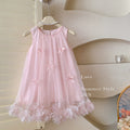 Girls' sleeveless 3d bow mesh dress - princess style summer dress for baby girls and toddlers - sweet and adorable