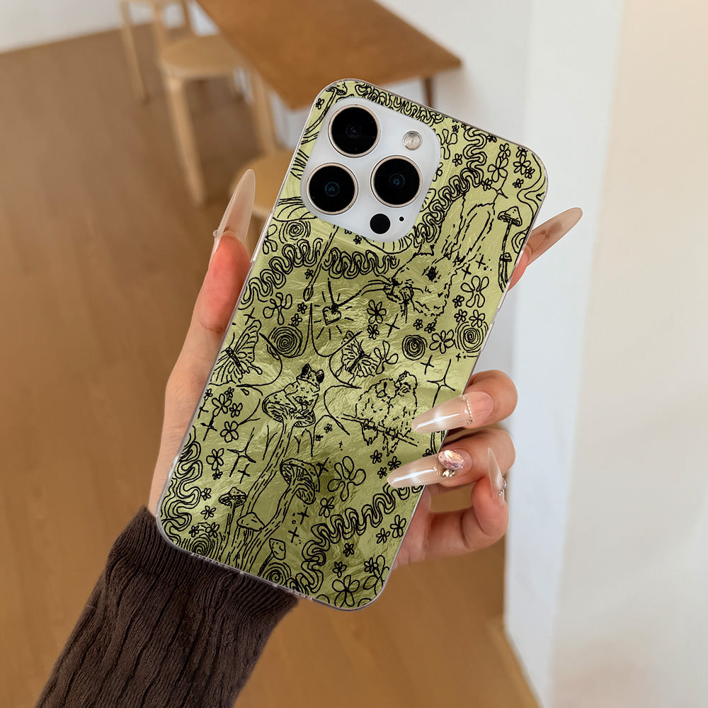 Line drawing mobile phone case suitable for iphone16/15pro apple 17max anti-fall vortex case wholesale anti-fall test
