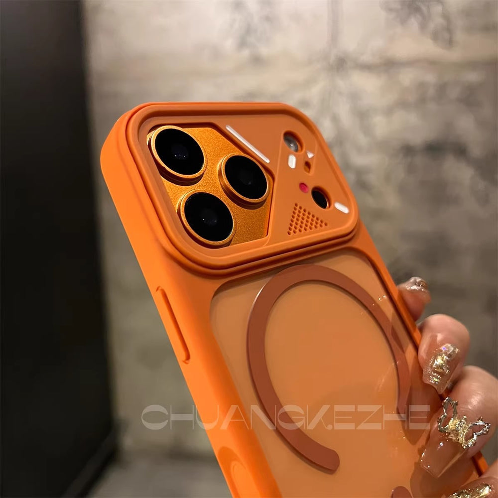 Creative asymmetrical lens compatible iphone 17 pro max phone case, high-transparency magnetic apple 16 protective cover, 15