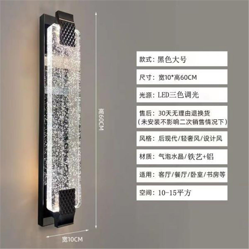 Luxury crystal wall sconce - living room accent, hallway, stairway led minimalist bedroom bedside lamp - gold finish