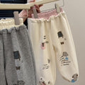 Girls' spring new arrivals: cute printed casual sweatpants, stylish and versatile joggers for baby girls, korean style trendy kids' clothing