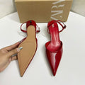 Za2025summernew arrival pointed toe daily casual high heels red stiletto toe back strap easiest for match sandals for women