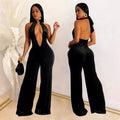C7101 cross-border   independent station fashion women's sexy deep v backless high waist casual