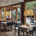 Japanese style log restaurant chandelier cream style dining table bar lamp rattan retrob&b bedroom balcony long line lamp