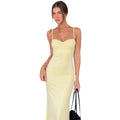 European and american cross-border women's fashion:  summer new arrival - elegant and sexy tie-waist, slim-fit, backless cami dress