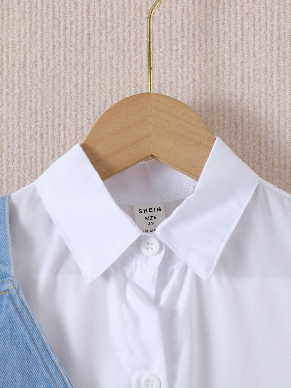 spring/summer children's export lapel shirt dress for girls, denim vest two-piece set