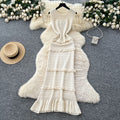 Korean style minimalist sleeveless knit dress - women's summer slimming, figure-flattering, ruffle-trimmed, luxurious, and stunning maxi dress