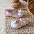 new gradient rainbow sequin girls' princess shoes - mesh rhinestone bow velcro soft sole kids' shoes