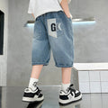 Boys' denim shorts - lightweight summer style, korean casual cropped shorts for older boys and kids - trendy summer jeans