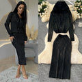Fall and wintercasualsuitfemale celebrityfashion hot diamond hooded zipper cardigansweateroutwearknitting hip skirt