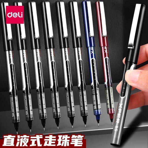 Pen Deli S657 straight liquid ball pen 0.5mm test water-based signature pen writing neutral pen stationery wholesale