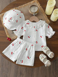 summer cross-border exclusive: baby & toddler printed polo shirt + shorts + hat three-piece set