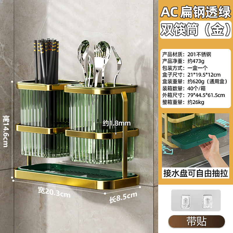 Stainless steel knife holder cutting board integrated storage rack kitchen rack knife seat chopstick cartridge lid cutting board rack factory wholesale