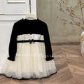 Girls' dress - new autumn  collection: elegant korean style tutu dress with bow detail, cinched waist, princess style, and tulle skirt for older girls
