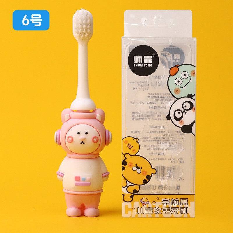 Boxed children's toothbrush cartoon baby cartoon astronaut soft bristle toothbrush 3-12 years old baby oral cleaning