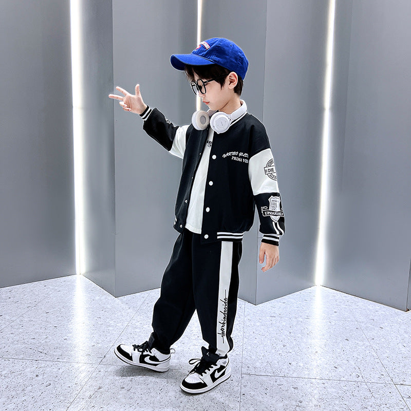 Boys' baseball outfit set - spring/autumn  new style - trendy kids' spring clothes - fashionable baby autumn/winter sportswear