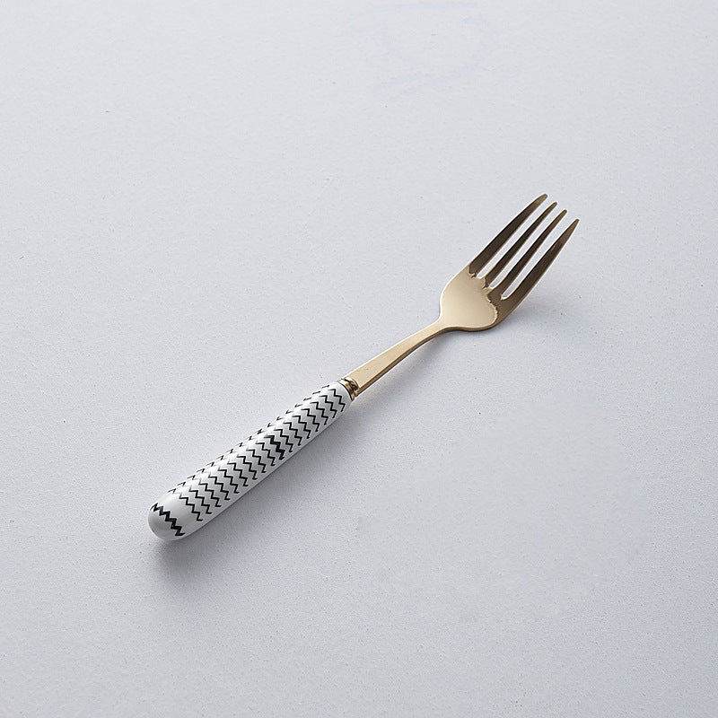 Minimalist ceramic stainless steel steak knife and fork set - trendy ins style cutlery, creative fruit forks, western dinnerware wholesale