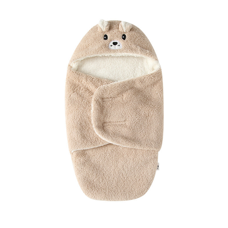 Newborn baby autumn/winter thickened warm swaddle blanket, anti-startle coral fleece swaddle sleep sack for young babies - new arrival
