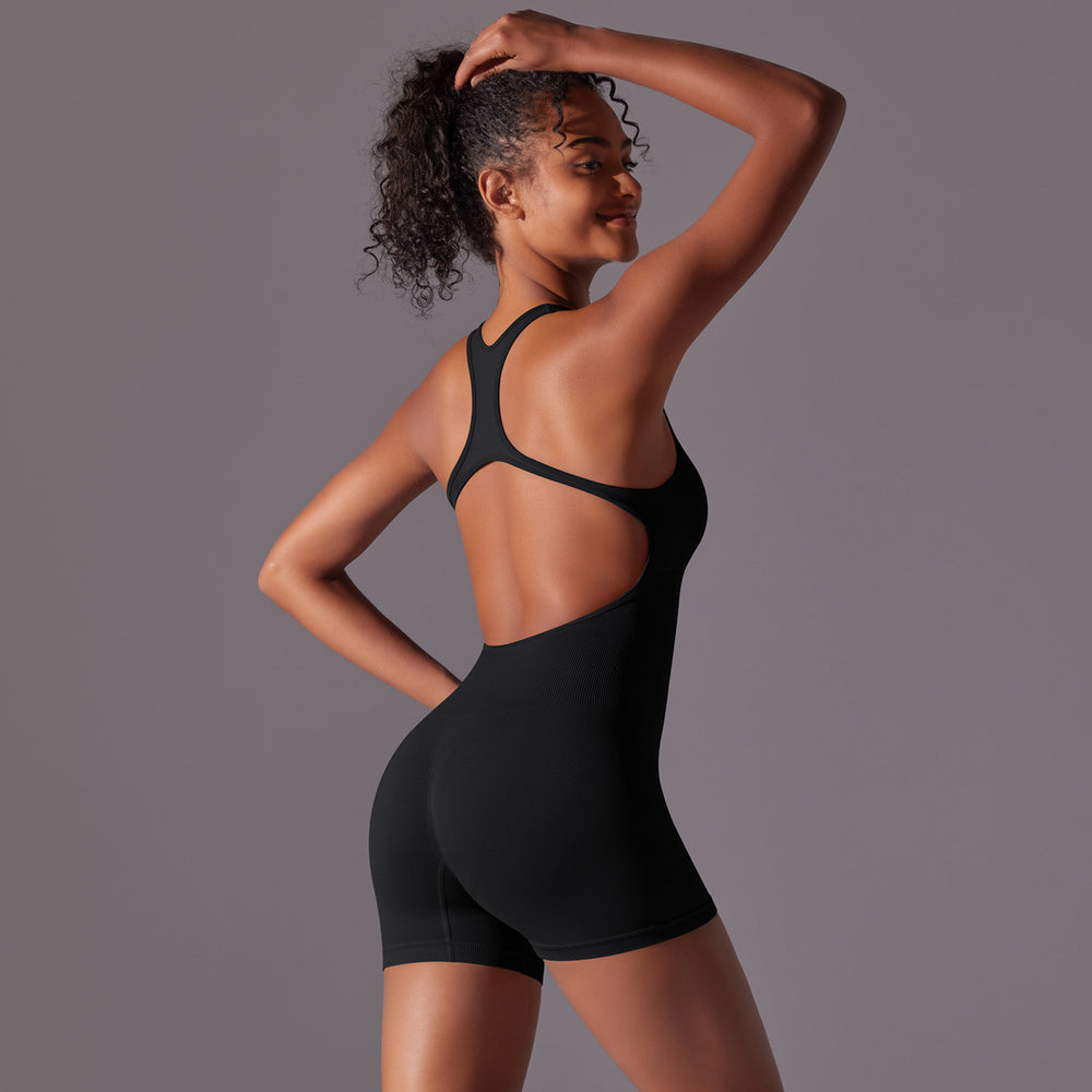 Processing personalizedfashionpure colorall-in-one jumpsuit aerial beauty back yoga clothes seamless breathable one-piece yoga clothes