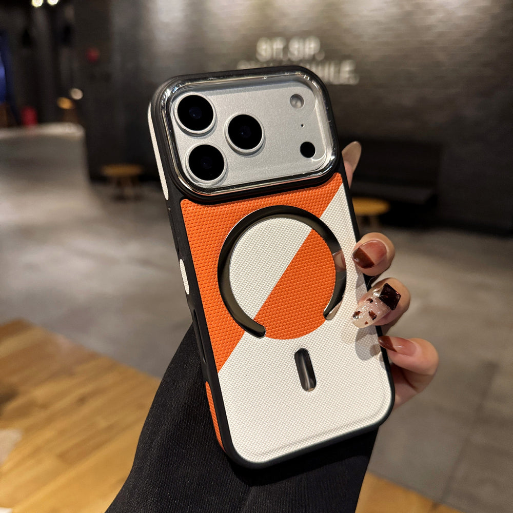 New color block leather texture magnetic iphone 17 case, apple 16 pro max shockproof protective cover - wholesale