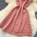 Korean style sleeveless a-line midi dress - versatile, round neck, high waist, slimming, pink, elegant, summer workwear