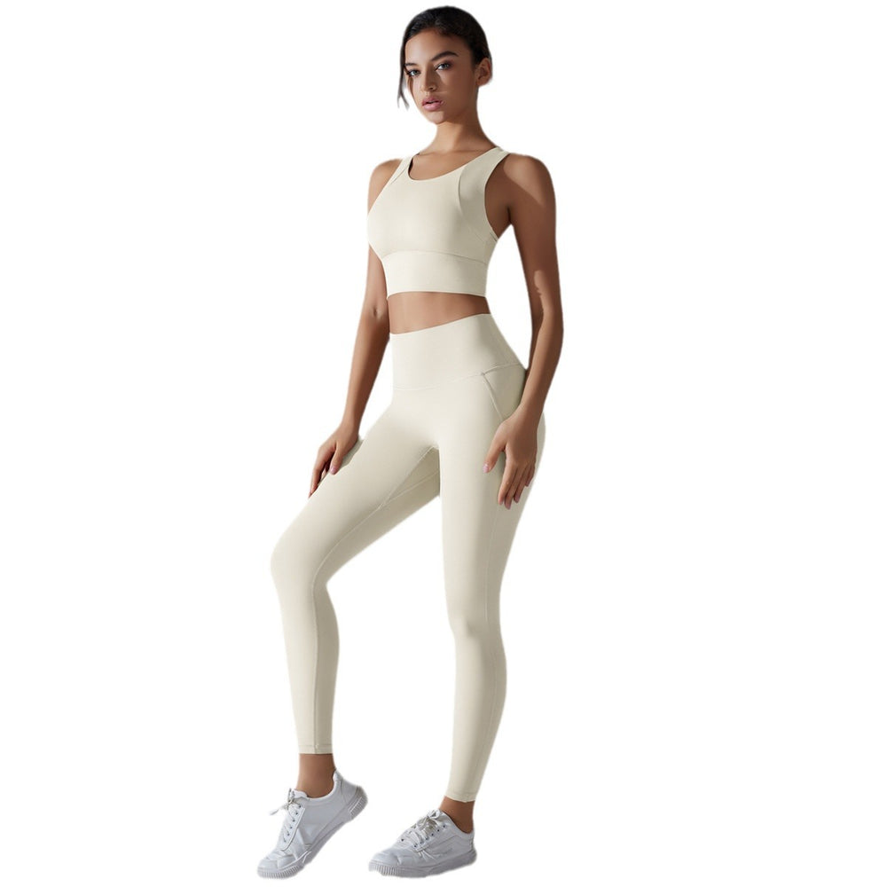 New arrivalpure color free underwear fixed cup beautiful back sports yoga suit tight high elastic fitness antibacterial yoga clothes
