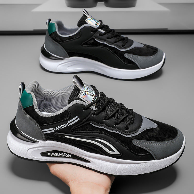 Men's spring casual shoes 2025 new leather running shoes non-slip athletic shoes men's waterproof anti-slip trendy shoes