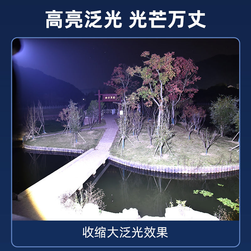 Cross-border white laser strong optical display LED long-range outdoor telescopic zoom night fishing USB charging strong light flashlight