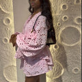 European and american cross-border african women's clothing  summer new fashion lantern sleeve tie-up hollow-out shirt and shorts set